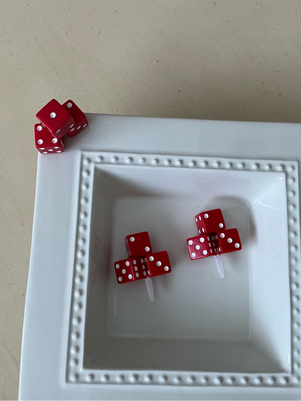 Large Stacked Game Night Dice Platter Decoration - RED 🎲 - Picture 5 of 5